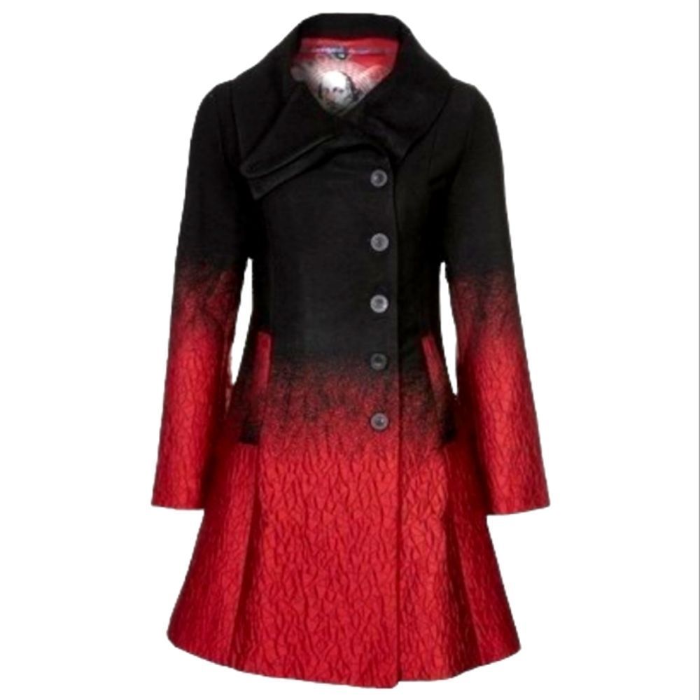 Desigual Womens Ombre Button Front Fold Collar Peacoat Size U.S Small. - Picture 2 of 12